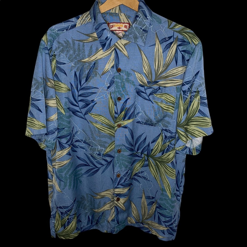 Caribbean Joe Tropical Button Down Shirt. Size L